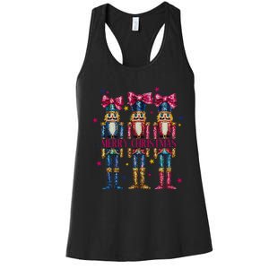 Cute Coquette Nutcracker Squad Merry Christmas Pajama Women's Racerback Tank