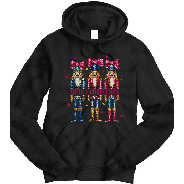 Cute Coquette Nutcracker Squad Merry Christmas Pajama Tie Dye Hoodie