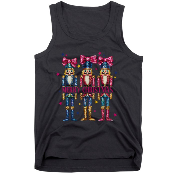 Cute Coquette Nutcracker Squad Merry Christmas Pajama Tank Top