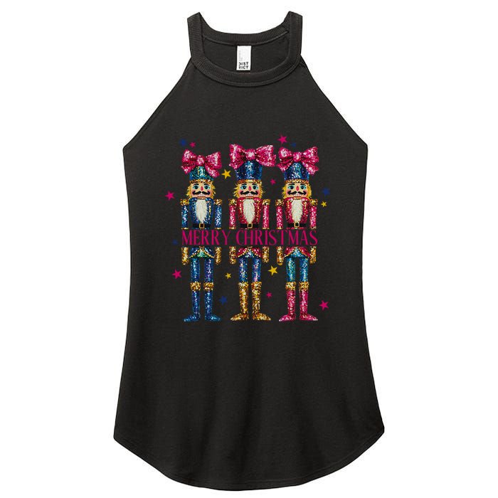 Cute Coquette Nutcracker Squad Merry Christmas Pajama Women's Perfect Tri Rocker Tank