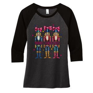 Cute Coquette Nutcracker Squad Merry Christmas Pajama Women's Tri-Blend 3/4-Sleeve Raglan Shirt