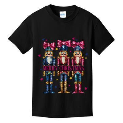 Cute Coquette Nutcracker Squad Merry Christmas Pajama Kids T-Shirt