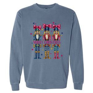 Cute Coquette Nutcracker Squad Merry Christmas Pajama Garment-Dyed Sweatshirt