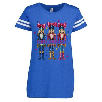 Cute Coquette Nutcracker Squad Merry Christmas Pajama Enza Ladies Jersey Football T-Shirt