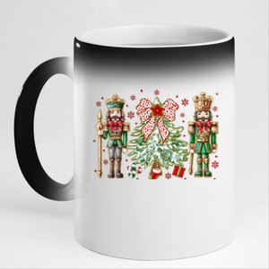 Chinoiserie Christmas Nutcracker Christmas Tree Coquette Bow 11oz Black Color Changing Mug