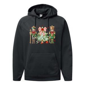 Chinoiserie Christmas Nutcracker Christmas Tree Coquette Bow Performance Fleece Hoodie