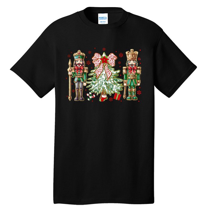 Chinoiserie Christmas Nutcracker Christmas Tree Coquette Bow Tall T-Shirt