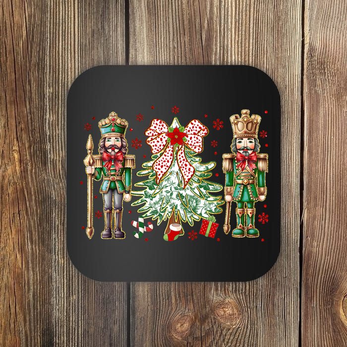 Chinoiserie Christmas Nutcracker Christmas Tree Coquette Bow Coaster