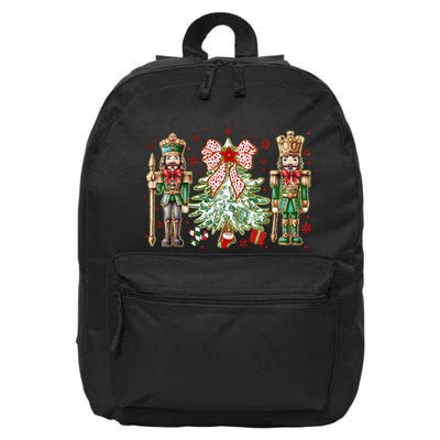 Chinoiserie Christmas Nutcracker Christmas Tree Coquette Bow 16 in Basic Backpack