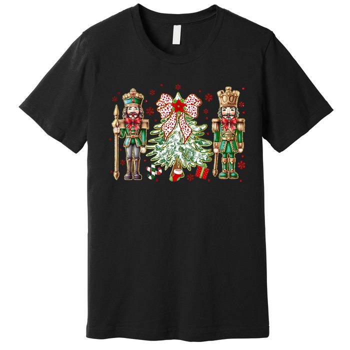 Chinoiserie Christmas Nutcracker Christmas Tree Coquette Bow Premium T-Shirt