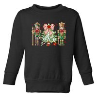 Chinoiserie Christmas Nutcracker Christmas Tree Coquette Bow Toddler Sweatshirt