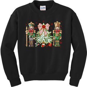 Chinoiserie Christmas Nutcracker Christmas Tree Coquette Bow Kids Sweatshirt