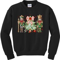 Chinoiserie Christmas Nutcracker Christmas Tree Coquette Bow Kids Sweatshirt