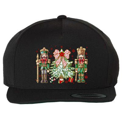 Chinoiserie Christmas Nutcracker Christmas Tree Coquette Bow Wool Snapback Cap