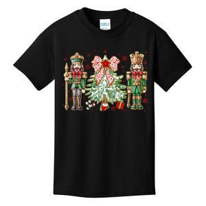 Chinoiserie Christmas Nutcracker Christmas Tree Coquette Bow Kids T-Shirt