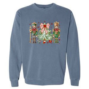 Chinoiserie Christmas Nutcracker Christmas Tree Coquette Bow Garment-Dyed Sweatshirt