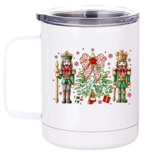 Chinoiserie Christmas Nutcracker Christmas Tree Coquette Bow 12 oz Stainless Steel Tumbler Cup