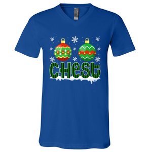 Christmas Chest Nuts Matching Couple Chestnuts Xmas Chest Great Gift V-Neck T-Shirt