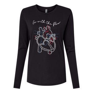 CVICU Cardiac Nurse Anatomy Cardiology Human Heart Flow Womens Cotton Relaxed Long Sleeve T-Shirt