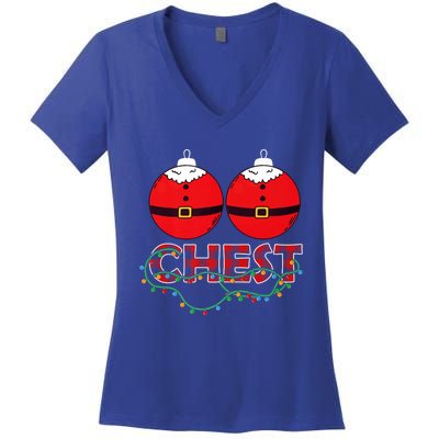 Chestnuts Chest Nuts Christmas Matching Christmas Couples Gift Women's V-Neck T-Shirt