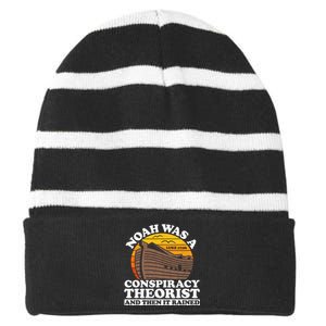 Conservative Christian Noah Was A Conspiracy Theorist Striped Beanie with Solid Band