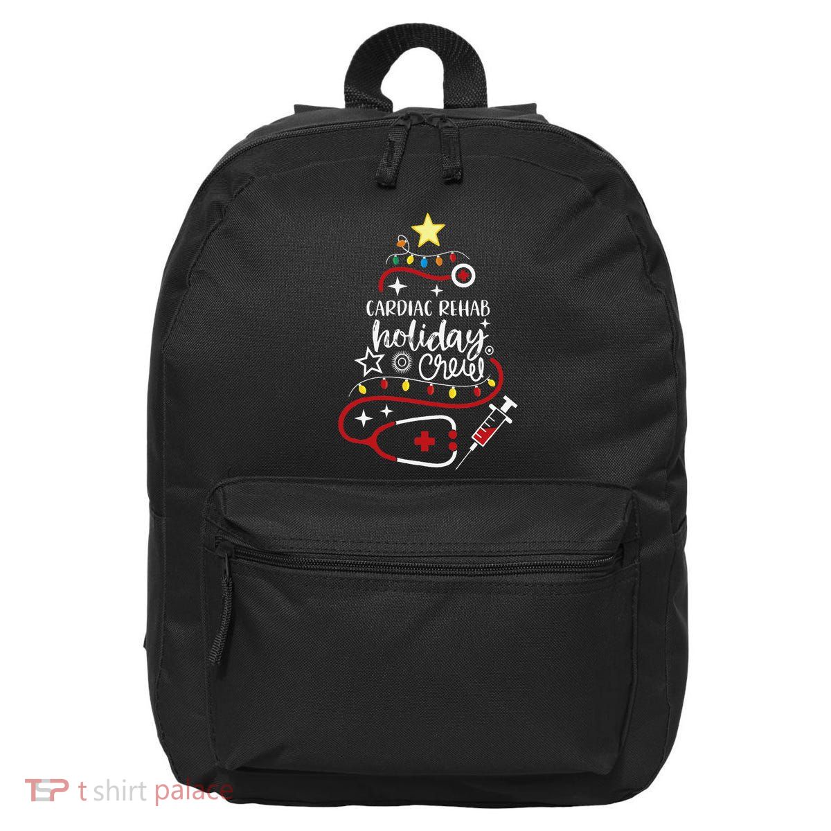 Christmas Cardiology Nurse Tech Cardiac Rehab Holiday Crew 16 in Basic Backpack