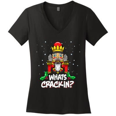 Crackin' Christmas Nutcracker Pajama Set Festive Family Women's V-Neck T-Shirt