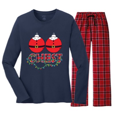 Chestnuts Chest Nuts Christmas Matching Christmas Couples Women's Long Sleeve Flannel Pajama Set 