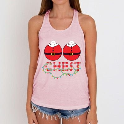 Chestnuts Chest Nuts Christmas Matching Christmas Couples Women's Knotted Racerback Tank