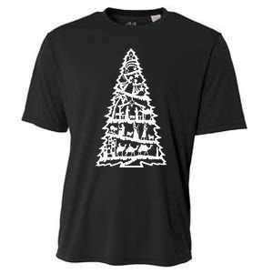 Christian Christmas Nativity Scene Xmas Tree Cooling Performance Crew T-Shirt