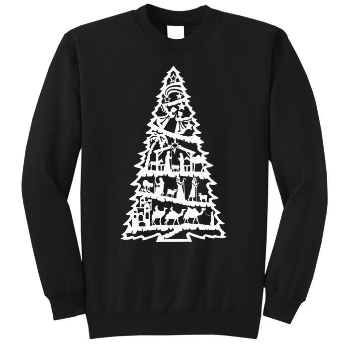 Christian Christmas Nativity Scene Xmas Tree Sweatshirt