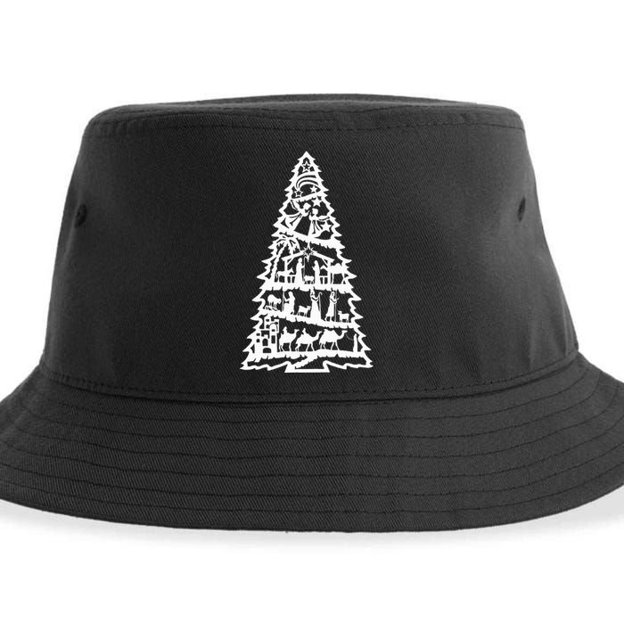 Christian Christmas Nativity Scene Xmas Tree Sustainable Bucket Hat