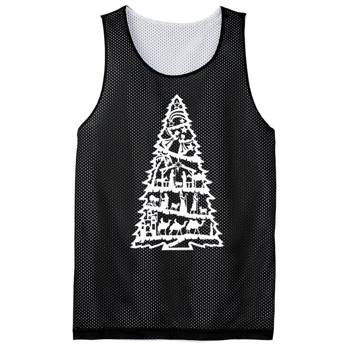 Christian Christmas Nativity Scene Xmas Tree Mesh Reversible Basketball Jersey Tank