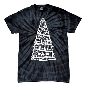 Christian Christmas Nativity Scene Xmas Tree Tie-Dye T-Shirt