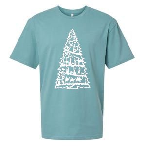 Christian Christmas Nativity Scene Xmas Tree Sueded Cloud Jersey T-Shirt