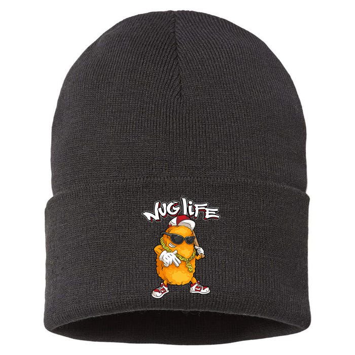 Cool Chicken Nugget Art Chicken Nugget Lover Sustainable Knit Beanie