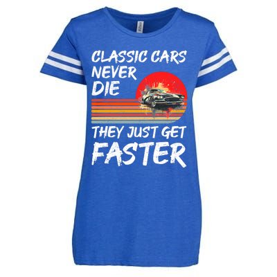 Classic Cars Never Die They Just Get Faster Enza Ladies Jersey Football T-Shirt