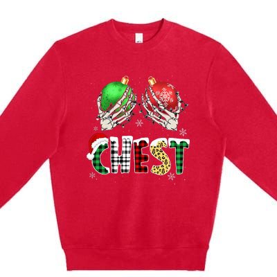 Christmas Chest Nuts Chestnuts Xmas Couple Matching Costume Premium Crewneck Sweatshirt