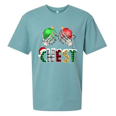 Christmas Chest Nuts Chestnuts Xmas Couple Matching Costume Sueded Cloud Jersey T-Shirt