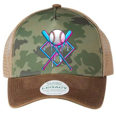 Cool Cute Neon Paint Baseball Bat Ball Diamond Legacy Tie Dye Trucker Hat
