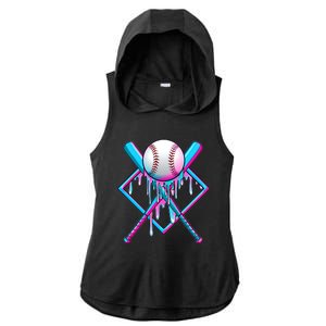 Cool Cute Neon Paint Baseball Bat Ball Diamond Ladies PosiCharge Tri-Blend Wicking Draft Hoodie Tank