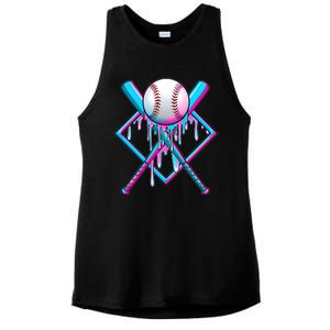 Cool Cute Neon Paint Baseball Bat Ball Diamond Ladies PosiCharge Tri-Blend Wicking Tank