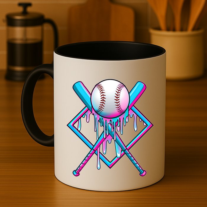 Cool Cute Neon Paint Baseball Bat Ball Diamond Mug