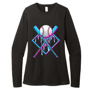 Cool Cute Neon Paint Baseball Bat Ball Diamond Womens CVC Long Sleeve Shirt