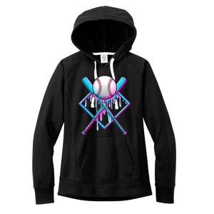 Cool Cute Neon Paint Baseball Bat Ball Diamond Women's Fleece Hoodie