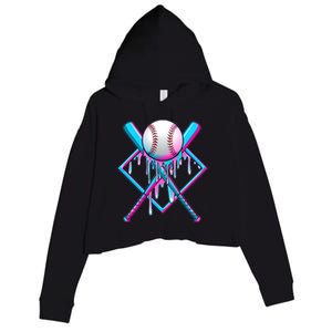 Cool Cute Neon Paint Baseball Bat Ball Diamond Crop Fleece Hoodie