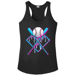 Cool Cute Neon Paint Baseball Bat Ball Diamond Ladies PosiCharge Competitor Racerback Tank