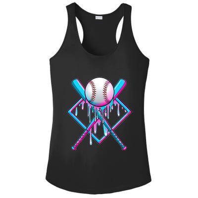 Cool Cute Neon Paint Baseball Bat Ball Diamond Ladies PosiCharge Competitor Racerback Tank