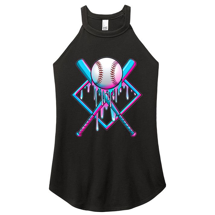 Cool Cute Neon Paint Baseball Bat Ball Diamond Women's Perfect Tri Rocker Tank