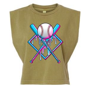 Cool Cute Neon Paint Baseball Bat Ball Diamond Garment-Dyed Women's Muscle Tee